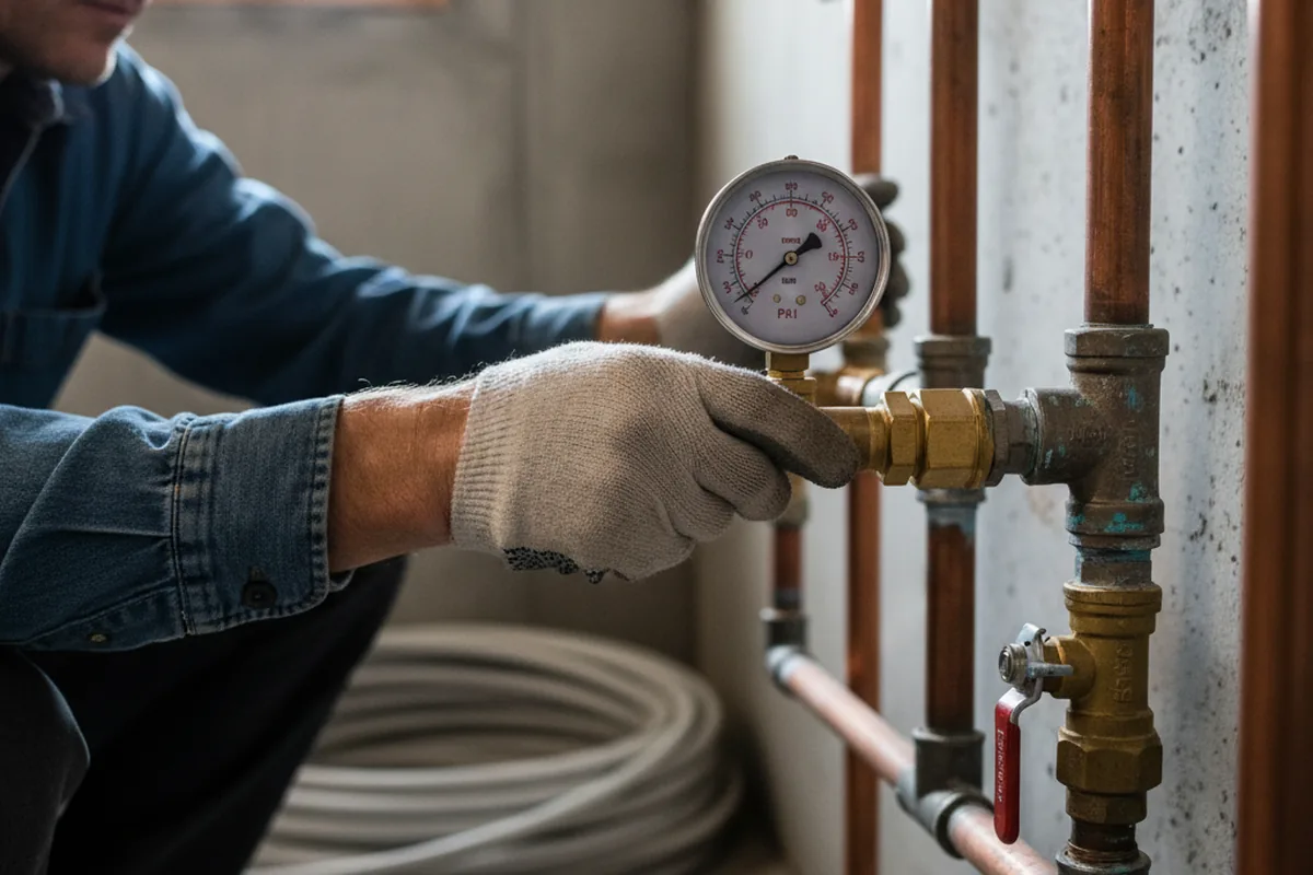 Pressure testing a repaired line during Water Line Repair in Liberty